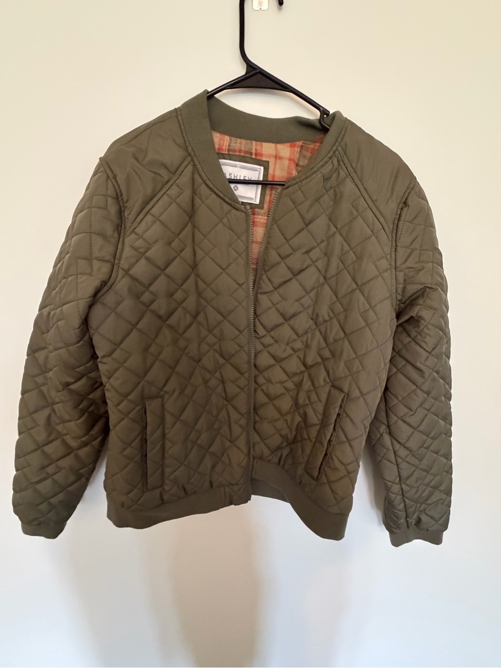 Ashley Kids Quilted Bomber Jacket - Olive